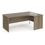 Wooden corner desk on a white background