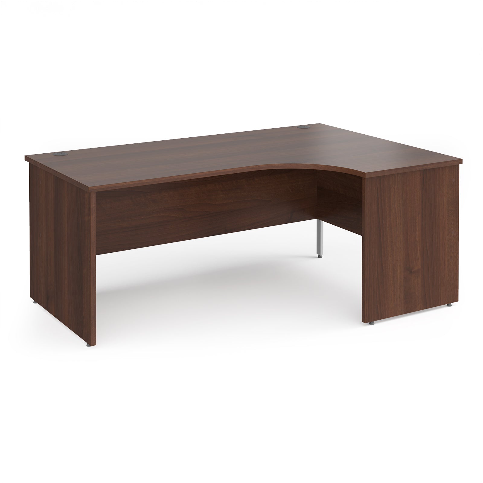 Wooden corner desk on a white background
