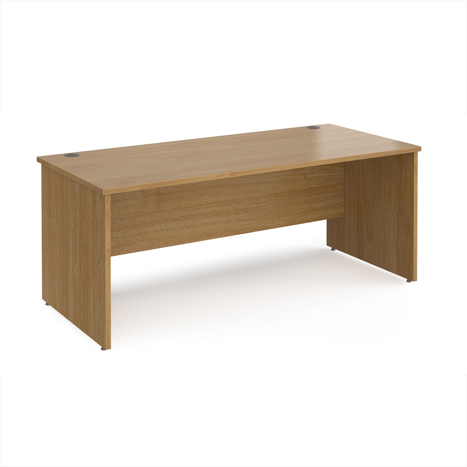 Wooden office desk on a white background