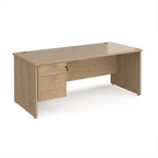 Wooden office desk with two drawers on a white background