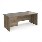 Wooden office desk with two drawers on a white background