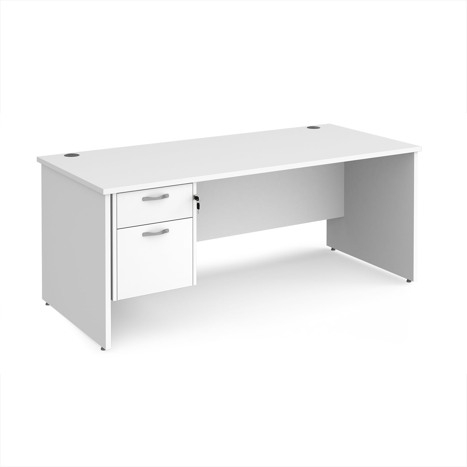 White office desk with a drawer on a white background