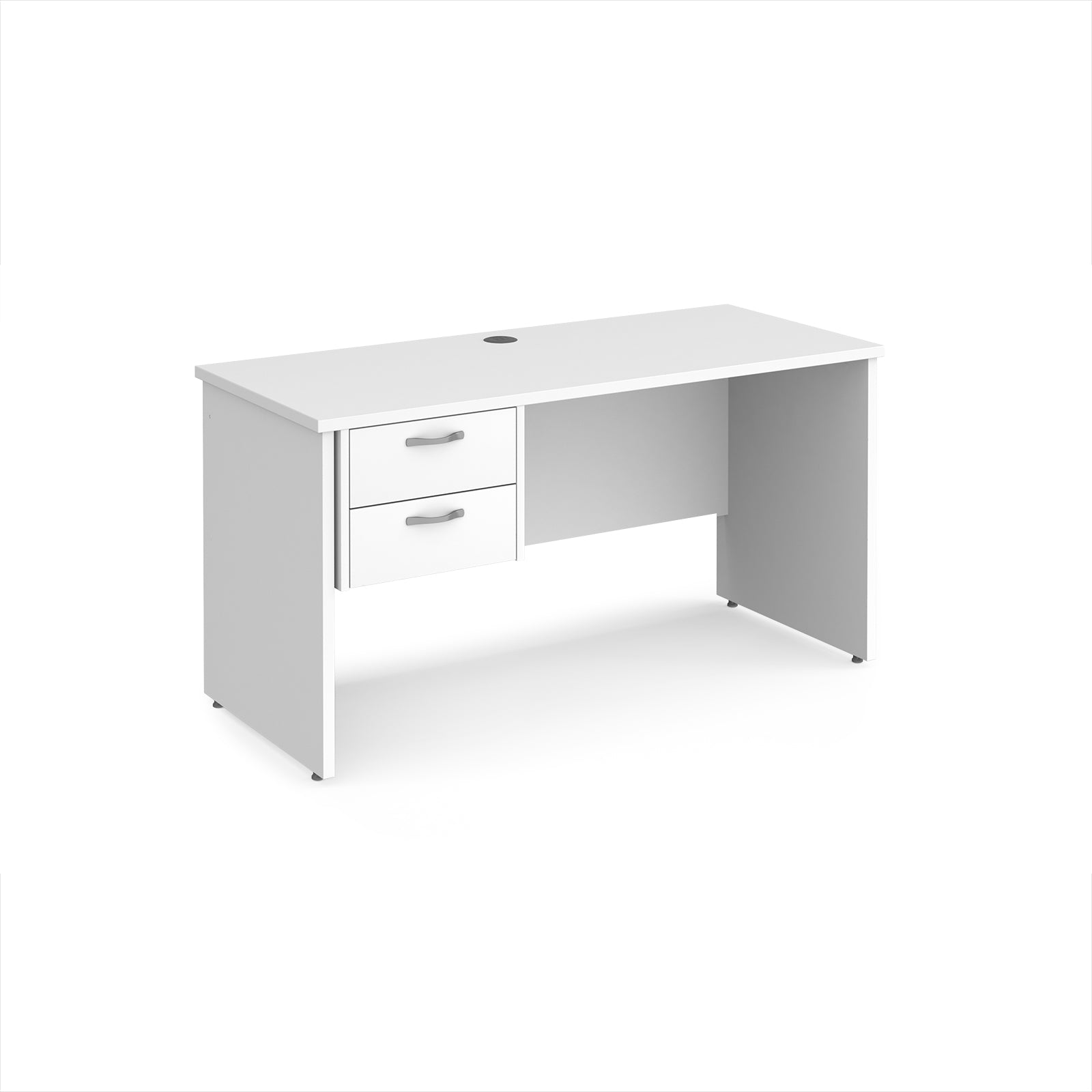 White office desk with two drawers on a white background