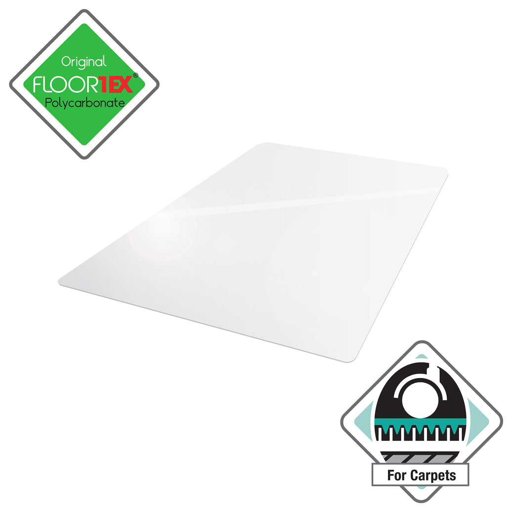 Clear polycarbonate sheet with Floor1x branding on a white background