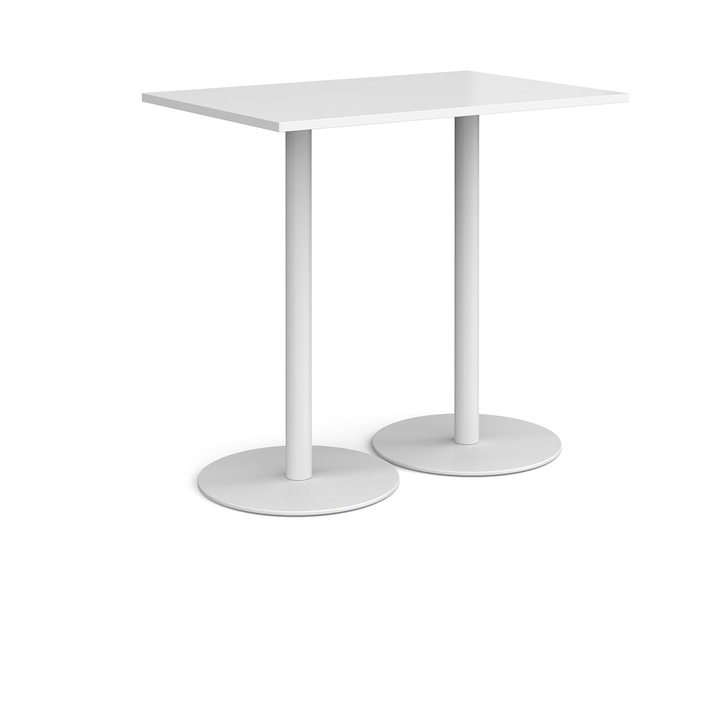 Rectangular table with white top and base on a white background