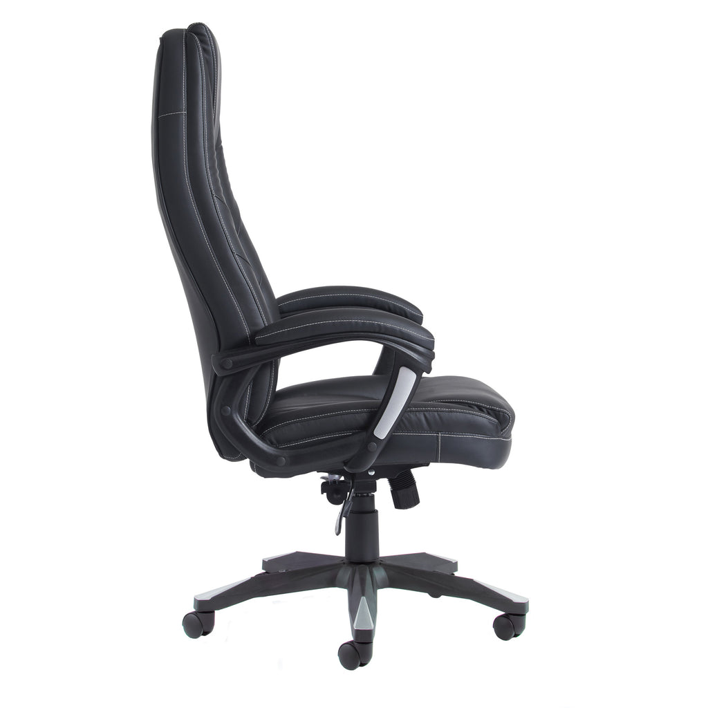 Black office chair with high backrest on a white background