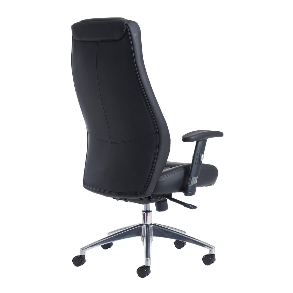 Black office chair with high backrest on a white background