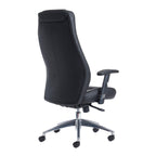 Black office chair with high backrest on a white background