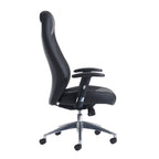 Black office chair with chrome base on a white background
