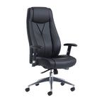 Black office chair with high backrest on a white background