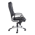 Black office chair with armrests on a white background