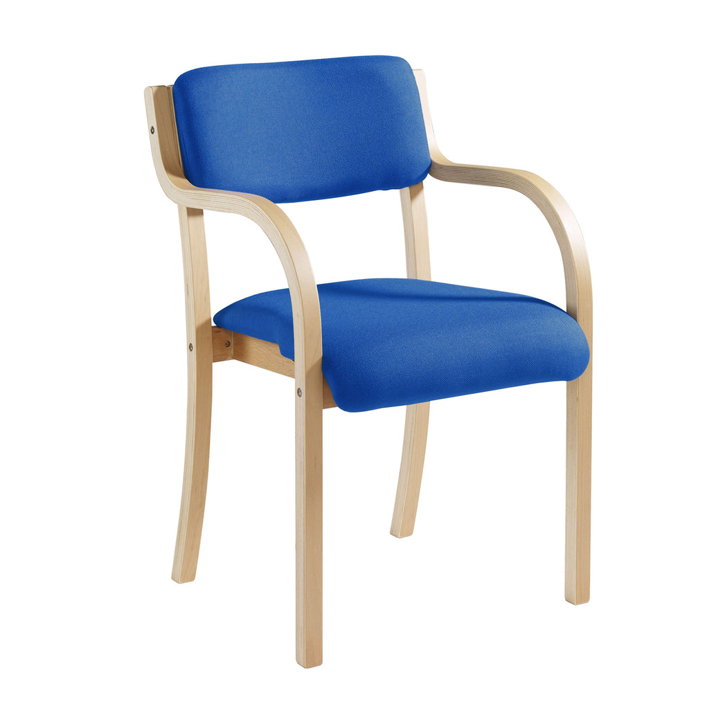 Chair with blue seat and backrest on a white background