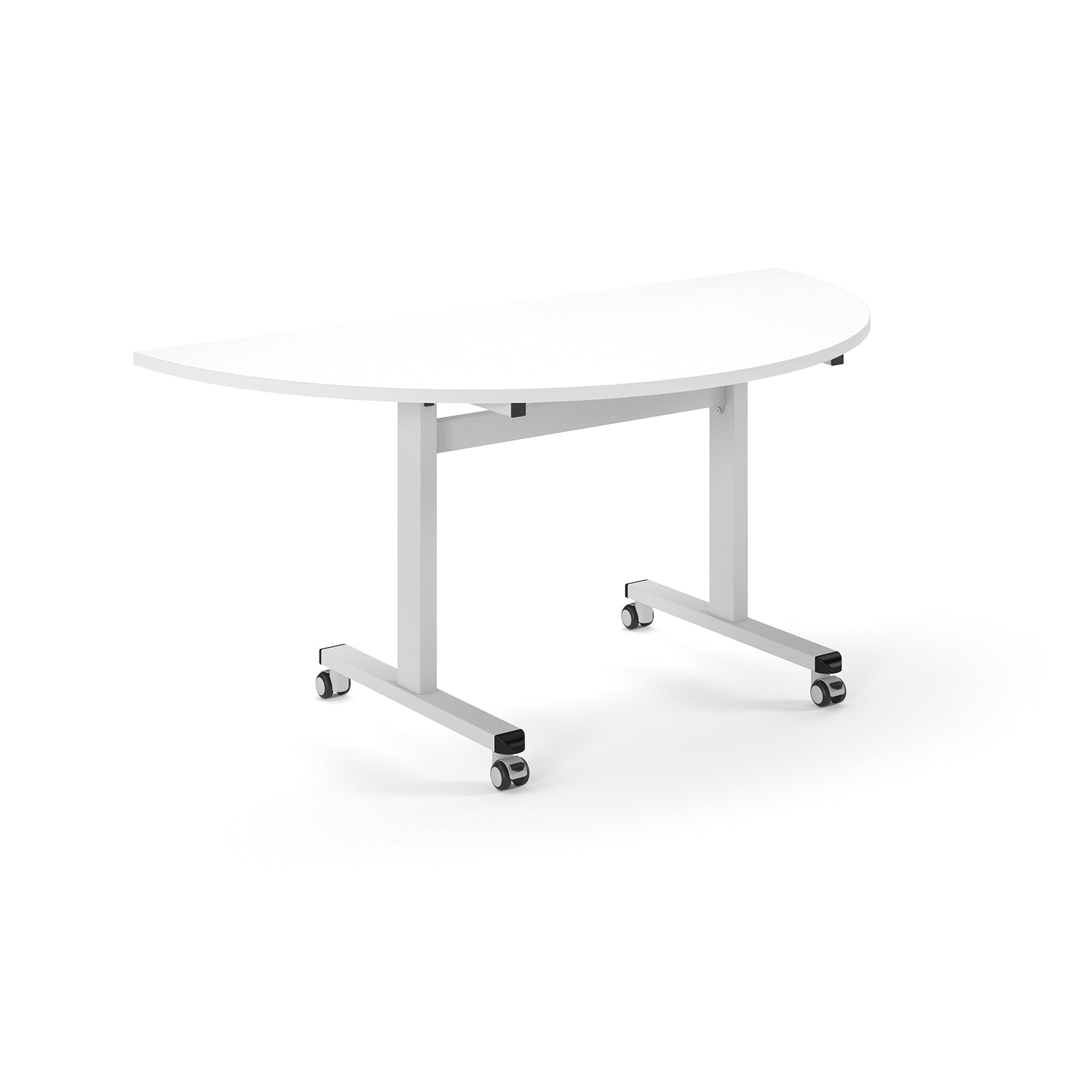White conference table with wheels on a white background