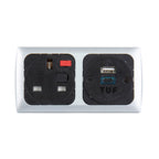 Power unit with one UK socket and USB on a white background