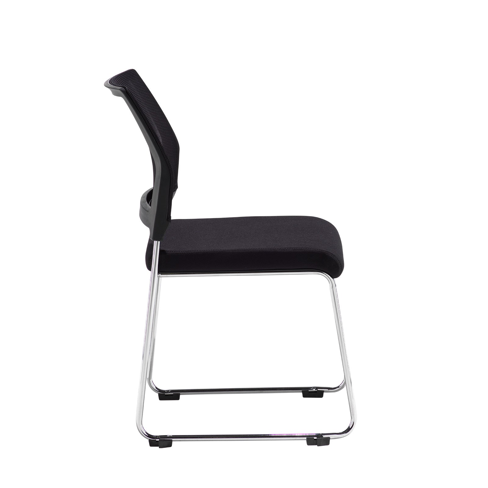 Black chair with chrome frame on a white background