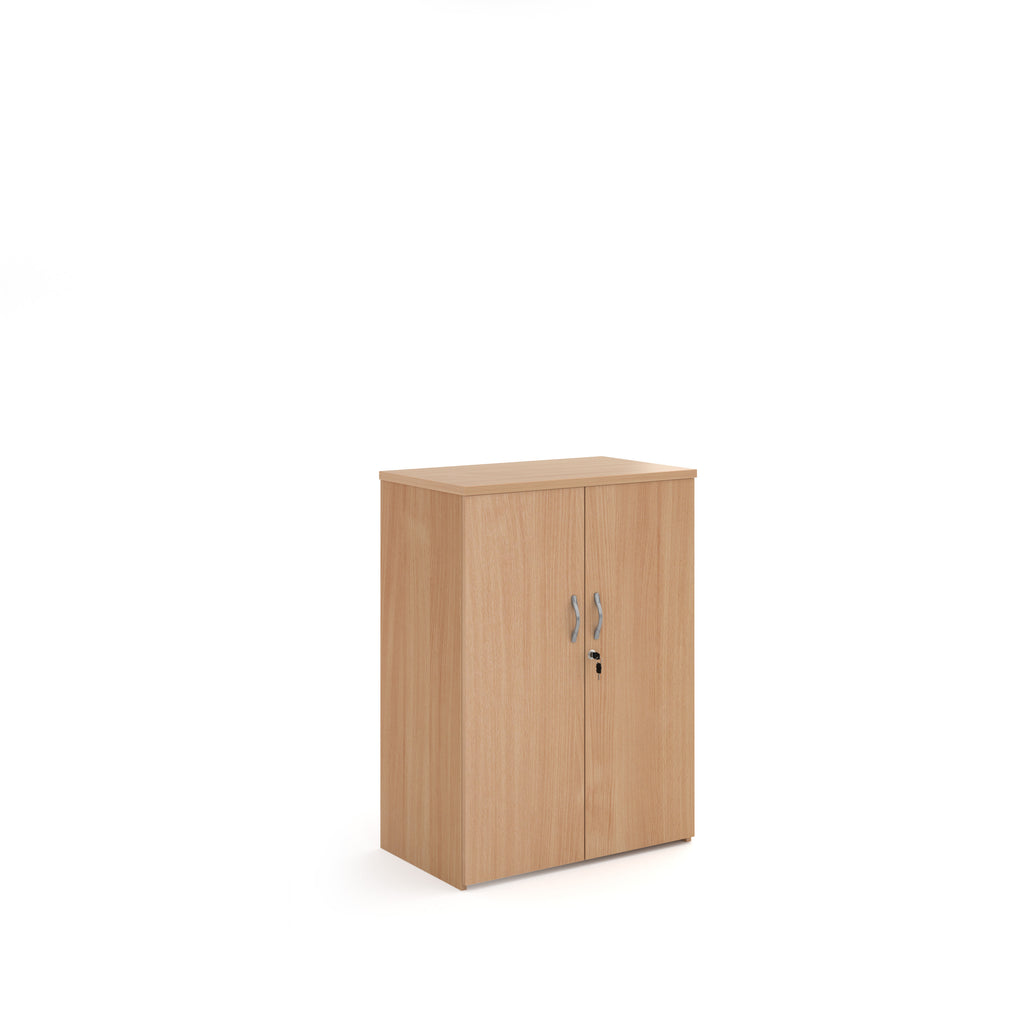 Wooden cabinet with two doors on a white background