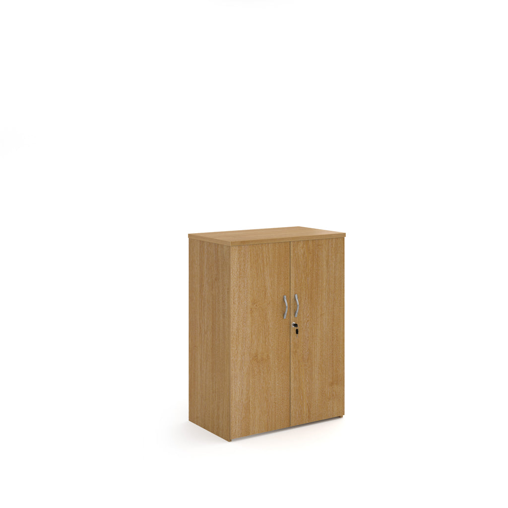 Wooden cabinet with two doors on a white background