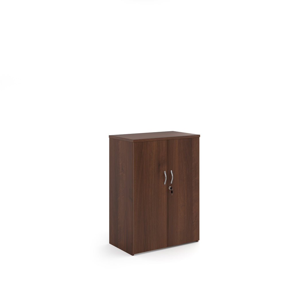 Wooden cabinet with two doors on a white background