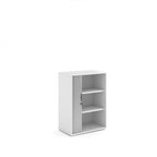 White bookshelf with three shelves on a white background