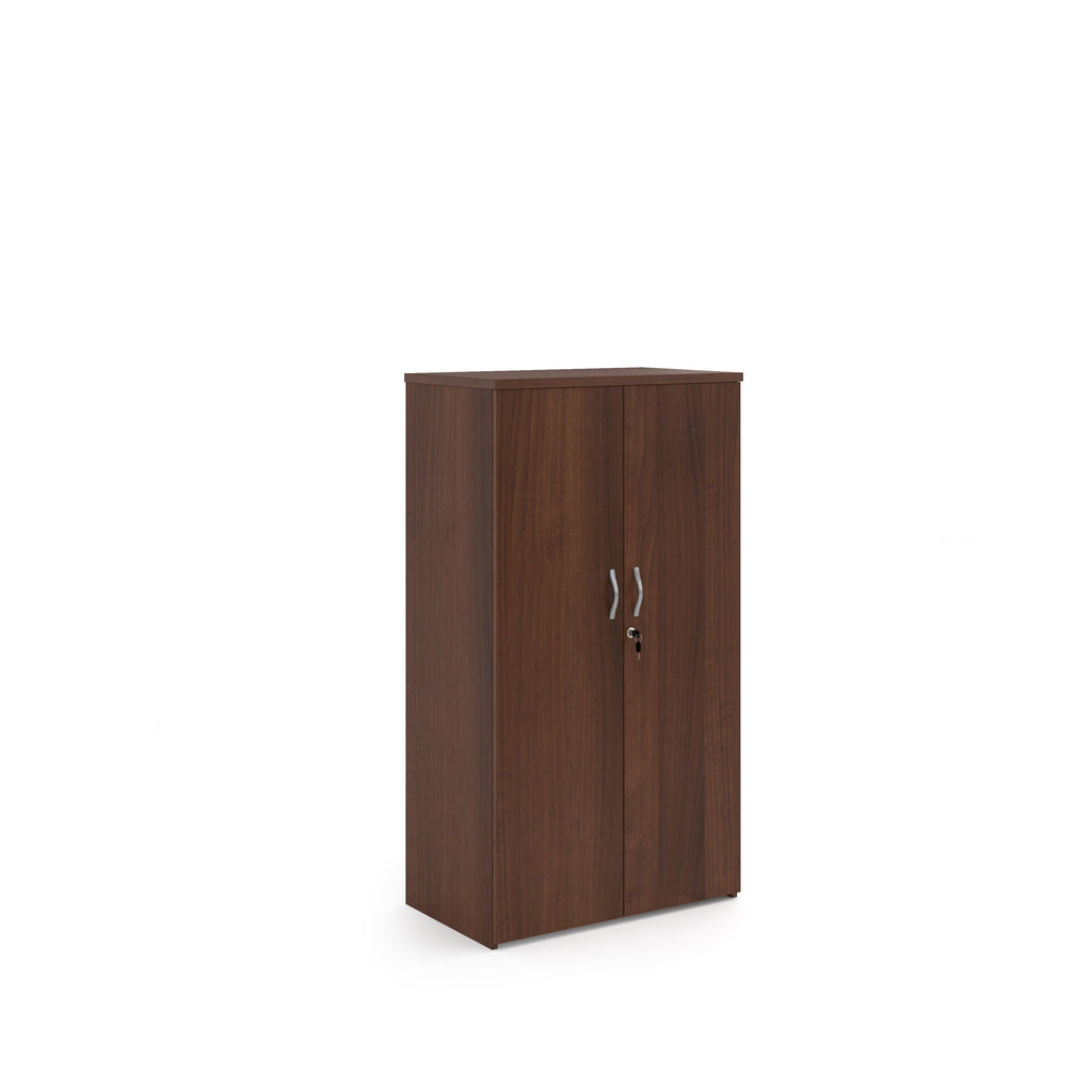 Wooden cabinet with two doors on a white background