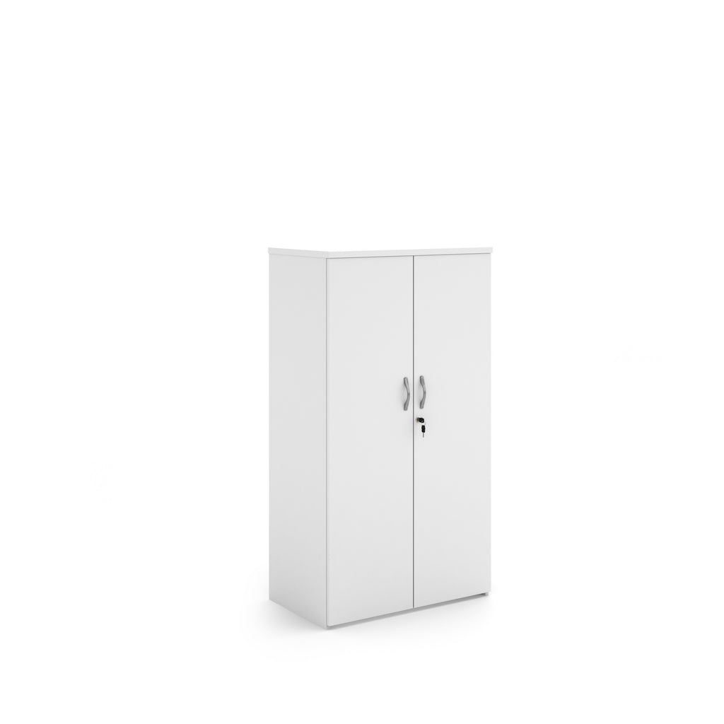 White cabinet with two doors on a white background