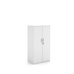 White cabinet with two doors on a white background