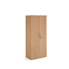 Wooden wardrobe with two doors on a white background