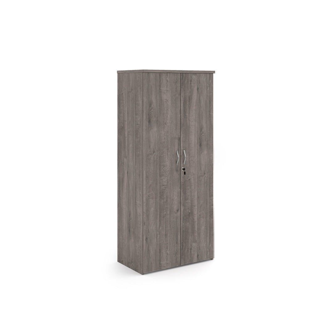 Wooden cabinet with a grey finish on a white background