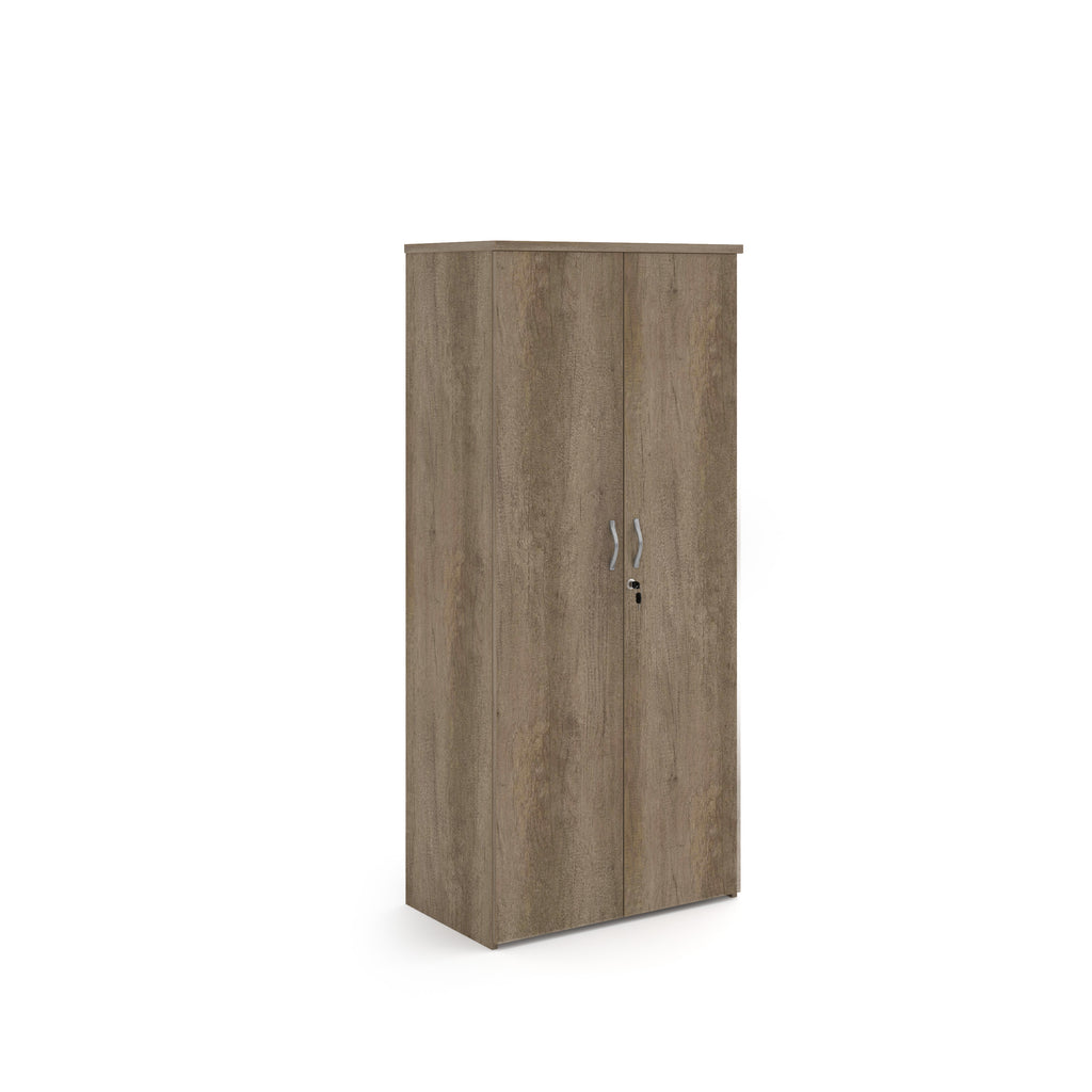 Wooden wardrobe with two doors on a white background