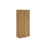 Wooden cabinet with two doors on a white background