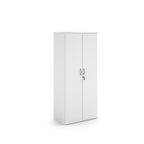 White wardrobe with two doors on a white background