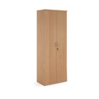 Wooden cabinet with two doors on a white background
