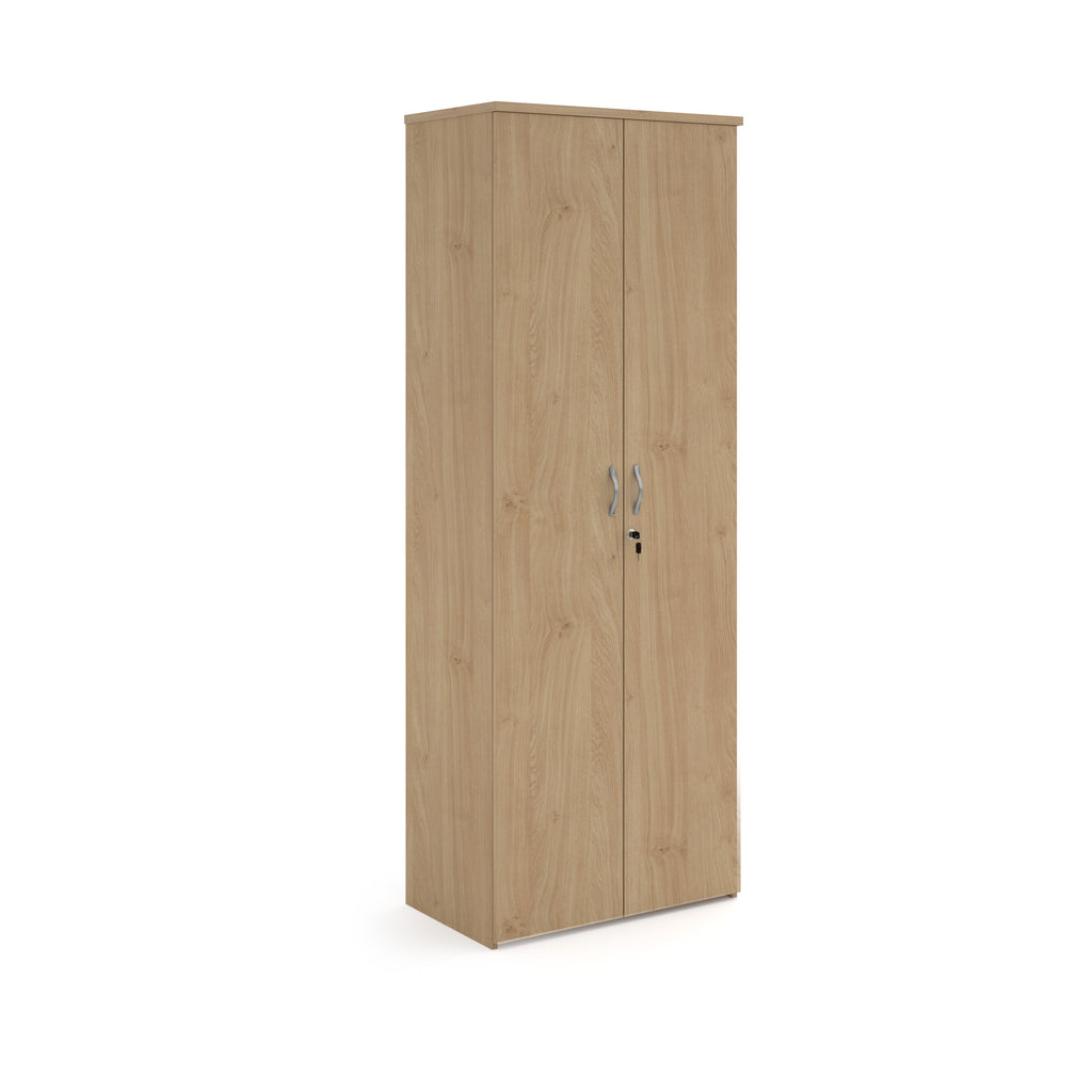 Wooden cabinet with two doors on a white background