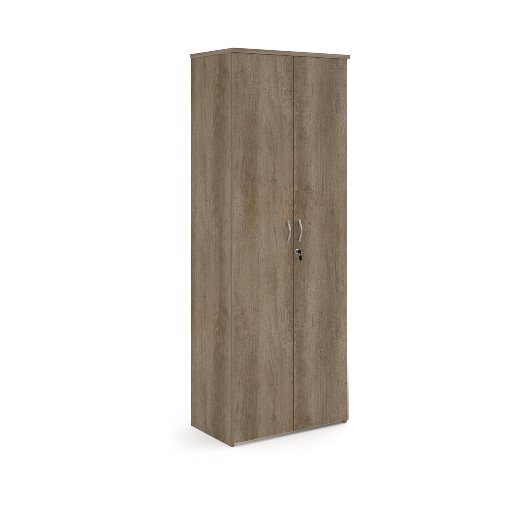 Wooden wardrobe with two doors on a white background