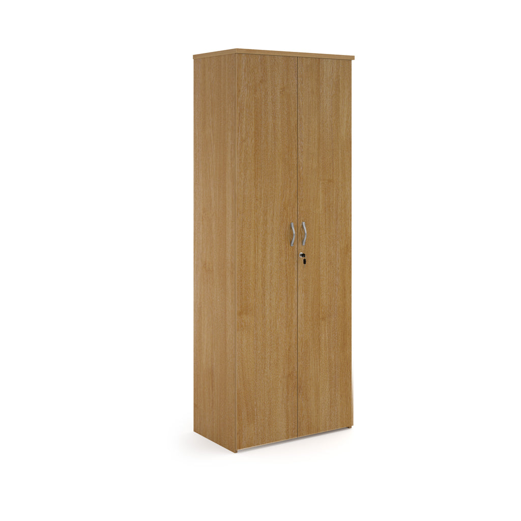 Wooden cabinet with two doors on a white background
