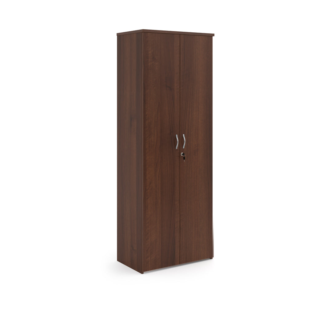 Wooden cabinet with two doors on a white background