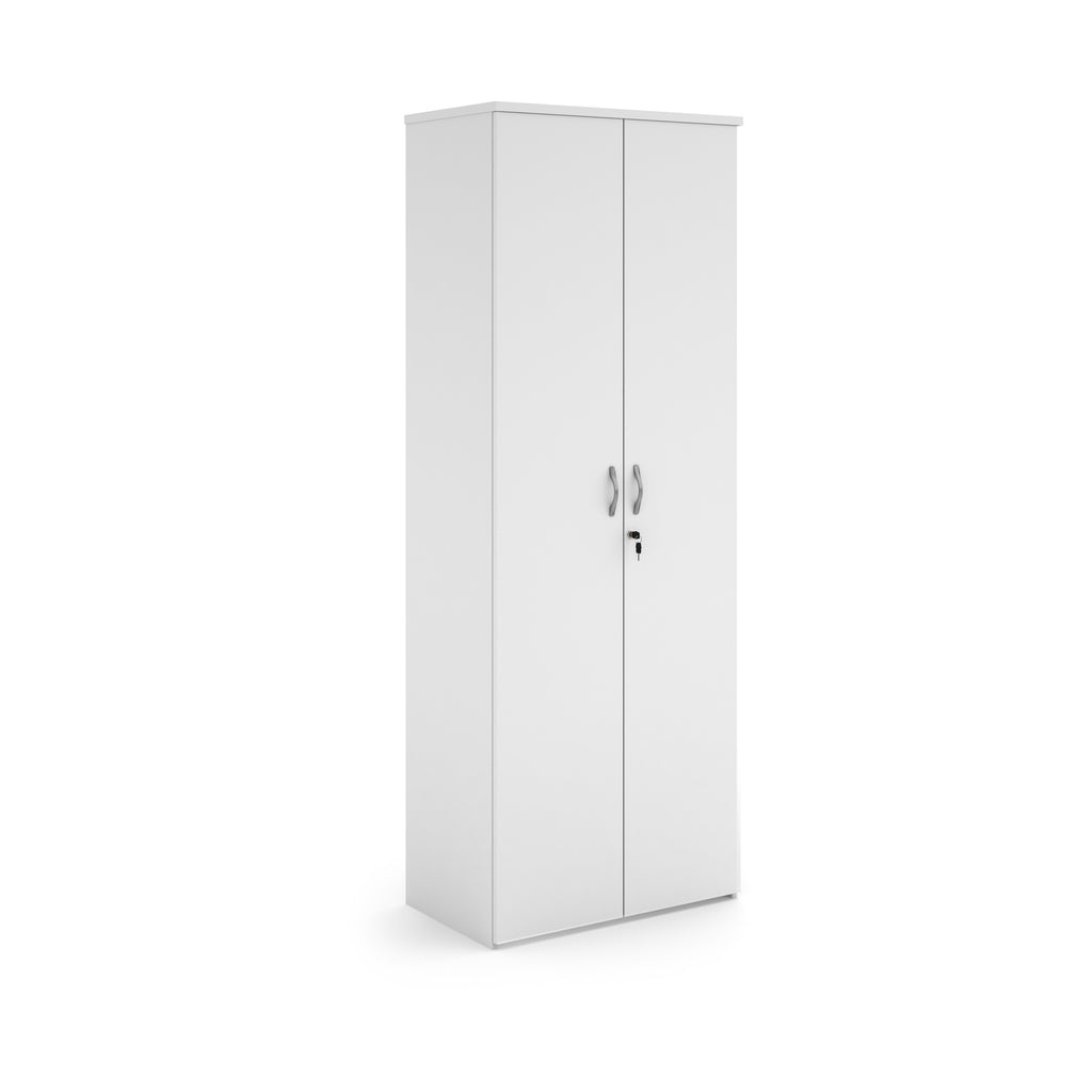 White wardrobe with two doors on a white background