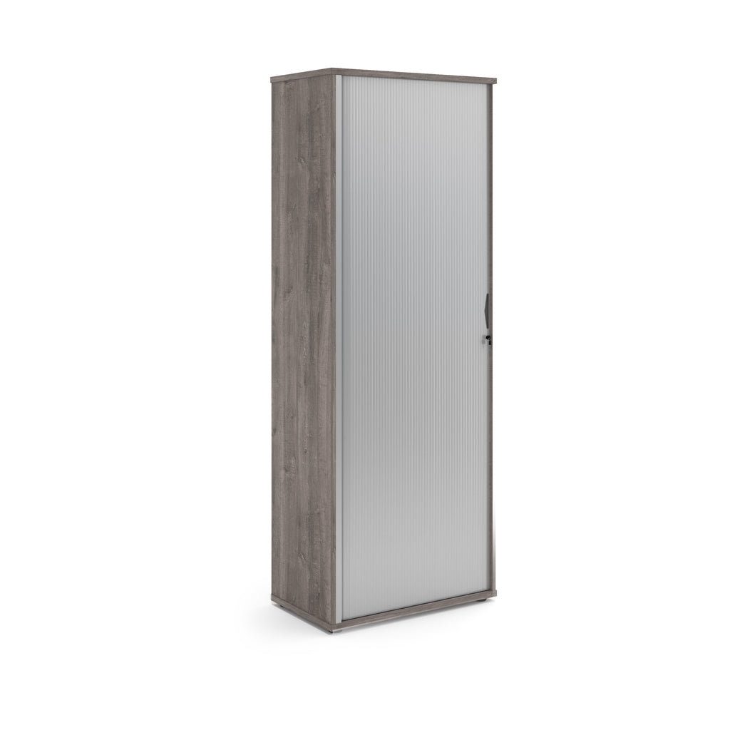 Tall cabinet with a glass door on a white background