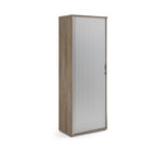 Tall cabinet with a sliding glass door on a white background