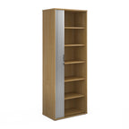 Wooden cabinet with a white door on a white background