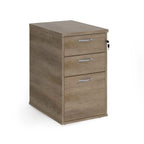 Wooden file cabinet with two drawers on a white background