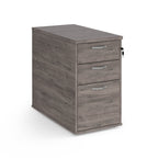 Wooden file cabinet with two drawers on a white background