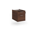 Under-desk two-drawer pedestal with a dark wood-effect finish and lockable drawers, shown on a white background.