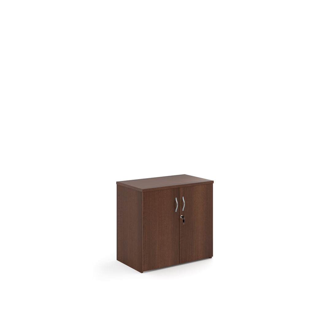 Wooden cabinet with two doors on a white background