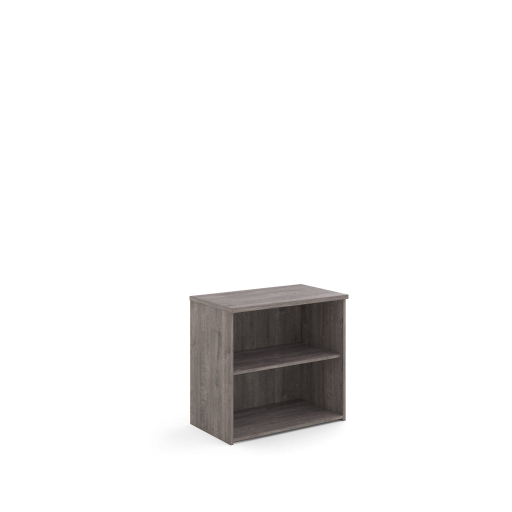 Wooden bookshelf with two shelves on a white background