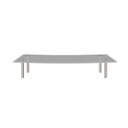 Reception unit glass shelf with a frosted finish and stainless steel support posts, shown on a white background.