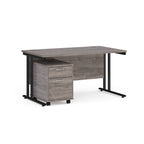 Grey office desk with black legs on a white background
