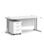 White office desk with a white pedestal on a white background