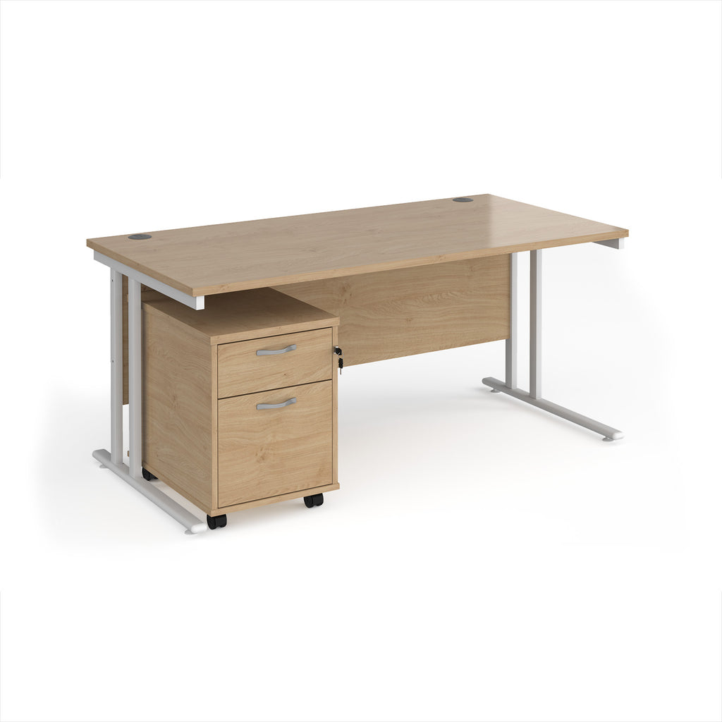 Wooden office desk with a white background