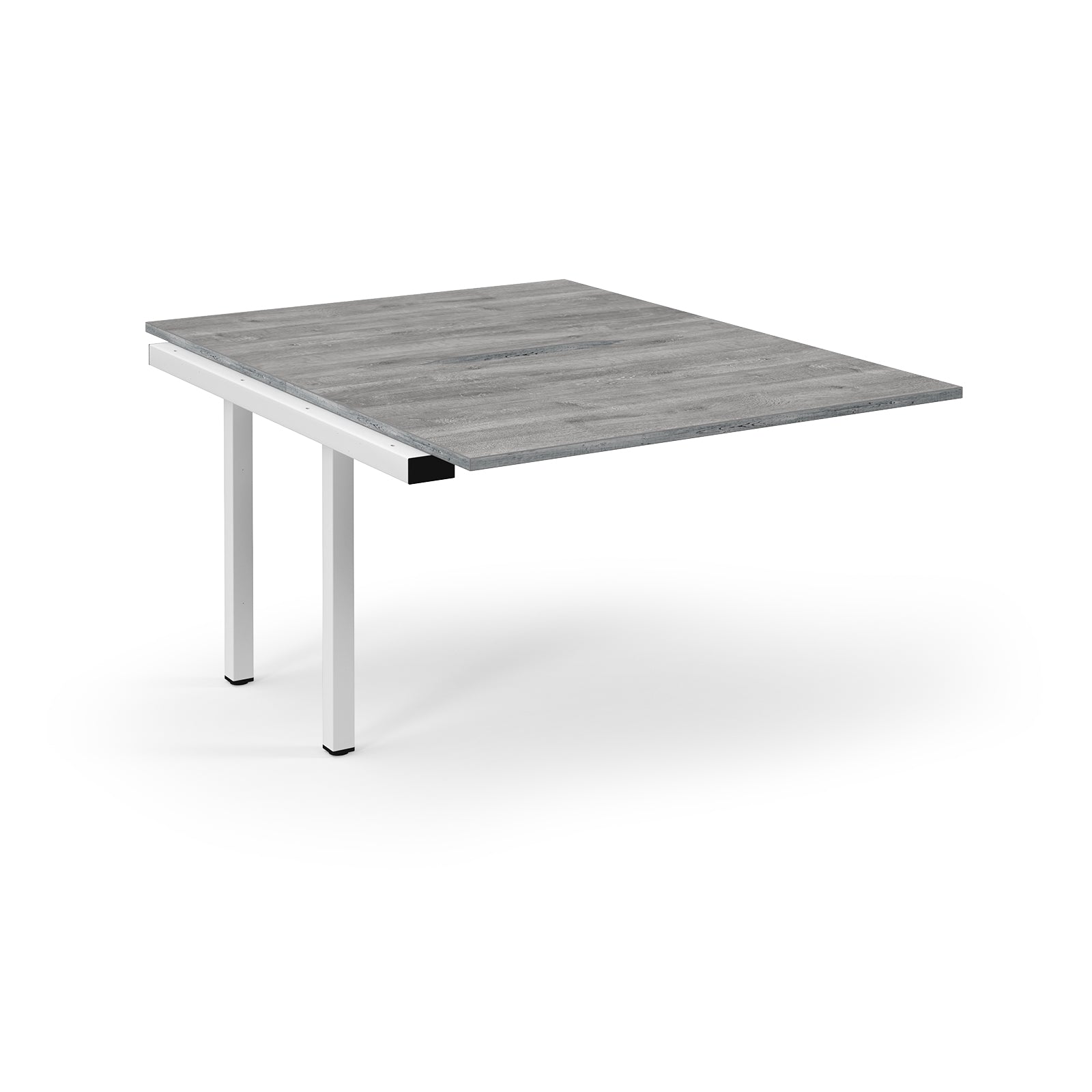Square outdoor table with grey top and white base on a white background